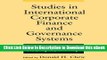 [Read Book] Studies in International Corporate Finance and Governance Systems: A Comparison of the