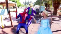 Spiderman vs Joker vs Frozen Elsa Elsa In the Playground Real Life Superheroes - SPMFC