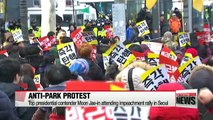Top presidential contender Moon Jae-in attending impeachment rally in Seoul