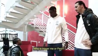 Samuel in the moment he met Paul Pogba and Zlatan Ibrahimovic