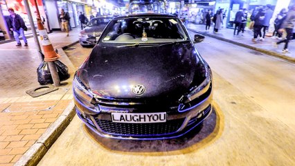 Cars of Hong Kong. Funny VW Scirocco with Funniest Licence Plate and Tryres