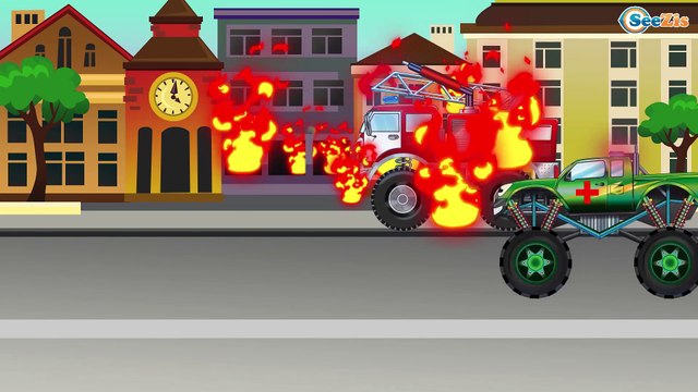 ✔ Carritos Para Niños. Camión de bomberos, Camión, Un Camión Monstruo. Caricaturas de carros