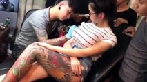 funny Women Make fun During Tattoo