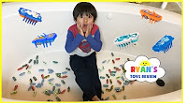 100 HexBug Nano Toy Hunt Challenge in the Bathroom! Egg Surprise Toys for kids L