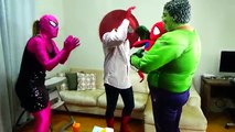 Spider Baby Prank! Spiderman vs Maleficent w Pink Spidergirl, Hulk, Frozen Elsa! Real Life Superhero