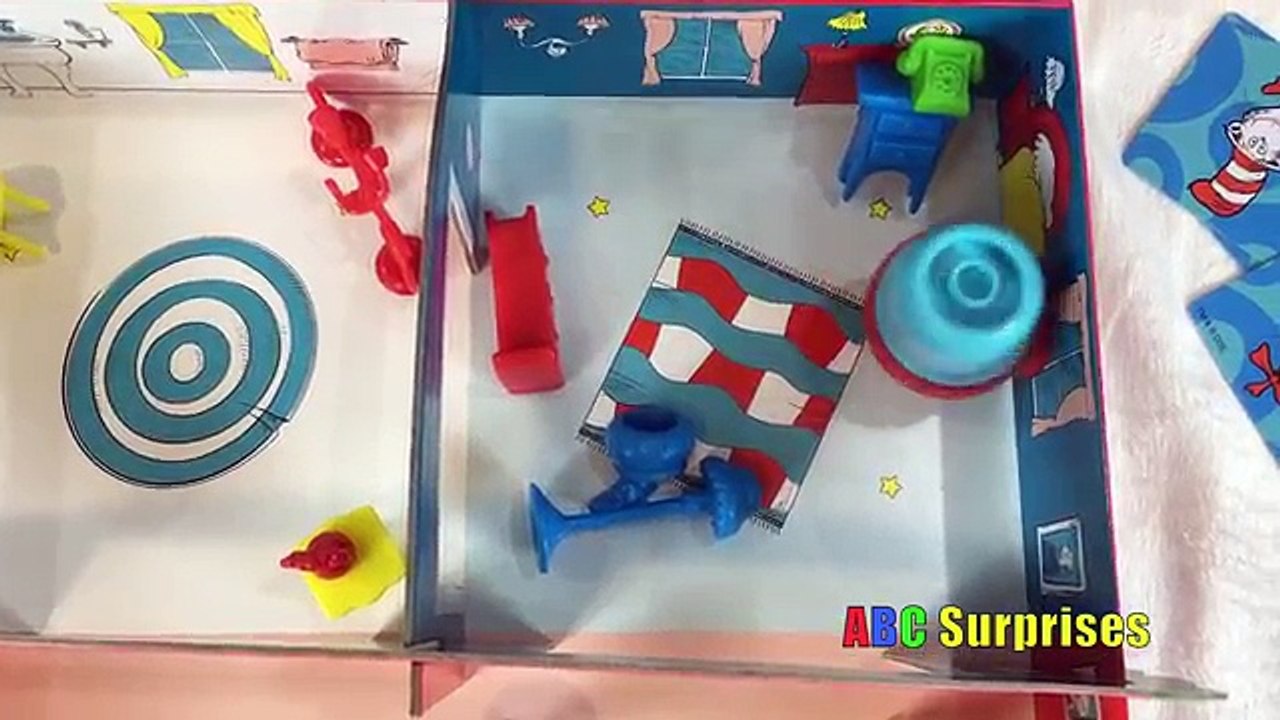 Spiderman Plays DR SEUS Whirly Fun Game Learn Colors Open Justice League Mini Figz Egg Surprise Toys