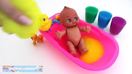 Детская Куклы Купание Учим Цвета Глины Цвета Слизь Сюрприз Игрушки RainbowLearning