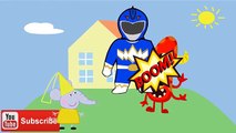 colors Peppa Pig and friends attacked by aliens then Power Rangers comes to rescue