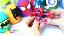 Play Doh Spiderman Surprise Eggs Opening for boys Minions Batman Mickey Mouse Cars Dinosaurs Toys