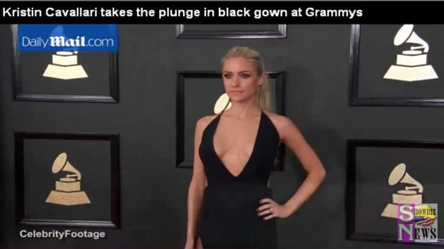 Bra-vo! Kristin Cavallari goes braless as she flaunts her ample bosom in plunging gown at Grammy Awards