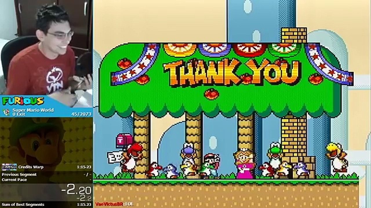 Super Mario World - 0 Exit (Credits Warp) - 1-13.32 [WR]