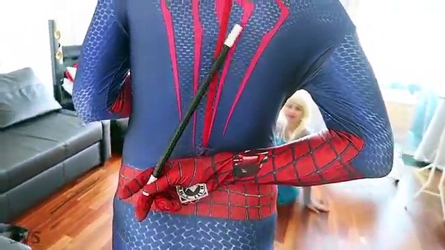 Frozen Elsa GUMMY TONGUE PRANK! w/ Spiderman vs Joker Girl Bad Baby Hulk - Superheroes IRL