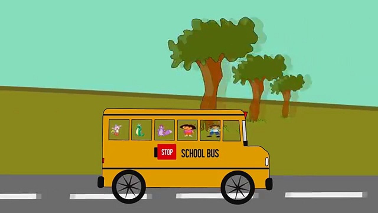 Wheels on the bus go round and round song Dora The Explorer English | Nursery Rhymes for Kids