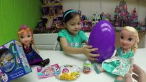 FROZEN ELSA & ANNA SPOT IT! FAMILY FUN LEARNING GAME + Huge Egg Surprise Opening Kinder Egg Toys