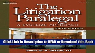 PDF [FREE] DOWNLOAD The Litigation Paralegal: A Systems Approach, 5E (West Legal Studies