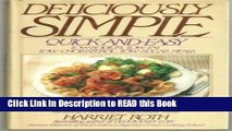 Read Book Deliciously Simple: Quick and Easy Low-Sodium, Low-Fat, Low-Cholesterol, Low-Sugar Meals
