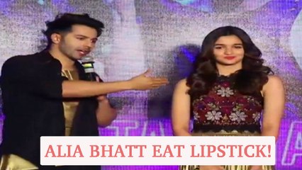 Alia Bhatt's Habit Of Eatting Lipstick | Tamma Tamma Again Song Launch