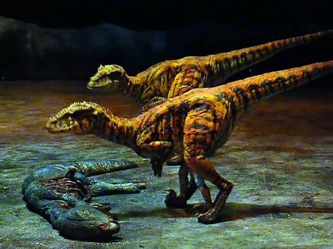 Raptors en 3D réalistes dans un spectacle de dinosaures