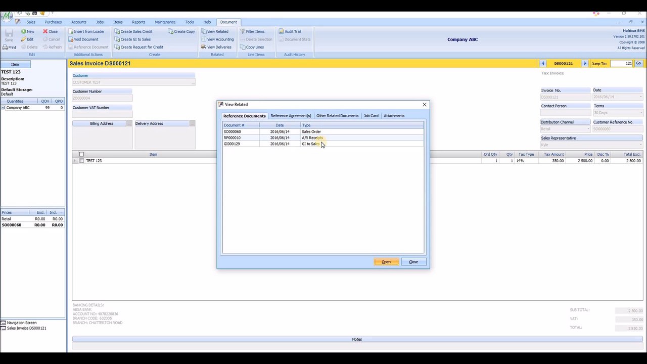 Multicat BMS - How to credit or reverse documents