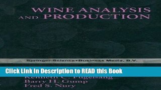 Read Book Wine Analysis   Production (Chapman and Hall Enology Library) Full Online
