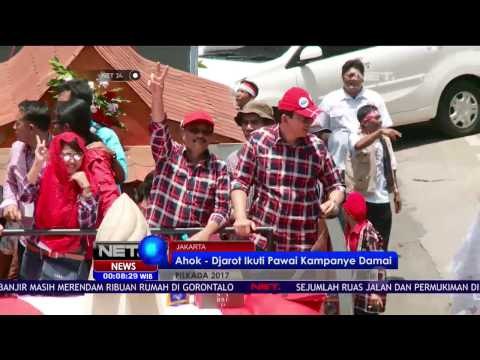 Tim Pemenangan Pasangan Ahok-Djarot Nyanyikan Yel-Yel Salam 2 Jari di Pawai Kampanye Damai - NET24
