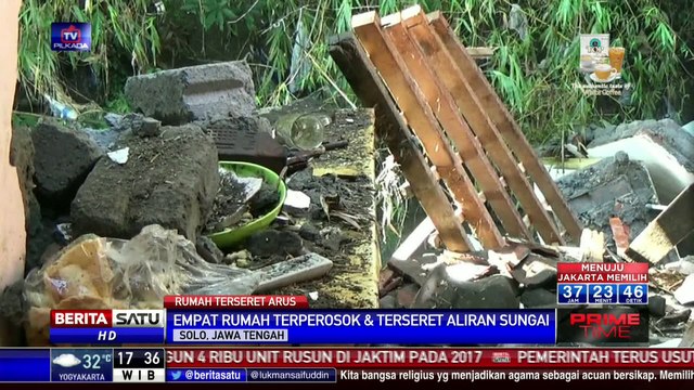 Hujan Deras, Sejumlah Rumah di Solo Ambruk Masuk Sungai