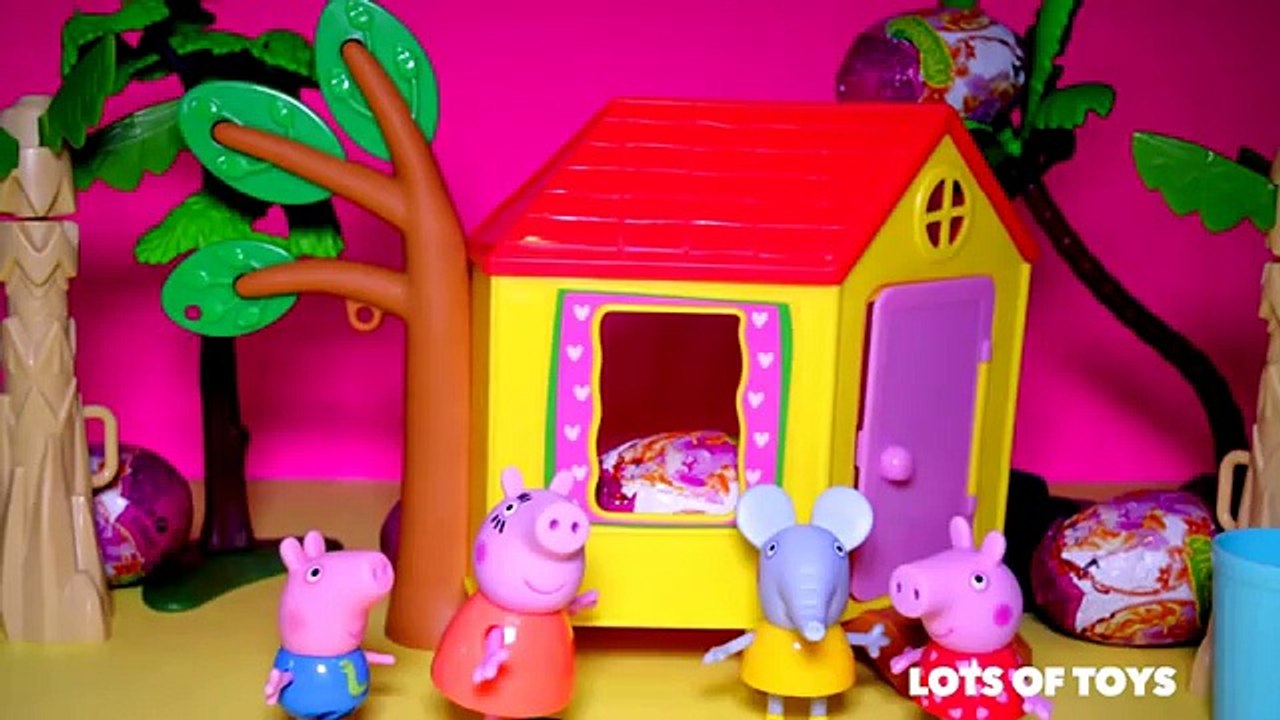 Яйцо на свинка Пеппа дом на дереве, свинка Пеппа, Джордж, Эмили Слон, мама свинка игрушка Обзор