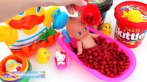 Baby Doll Bathtime Candy Surprise Eggs Toys for Kids Peppa Pig Hello Kitty Minions RainbowLearning
