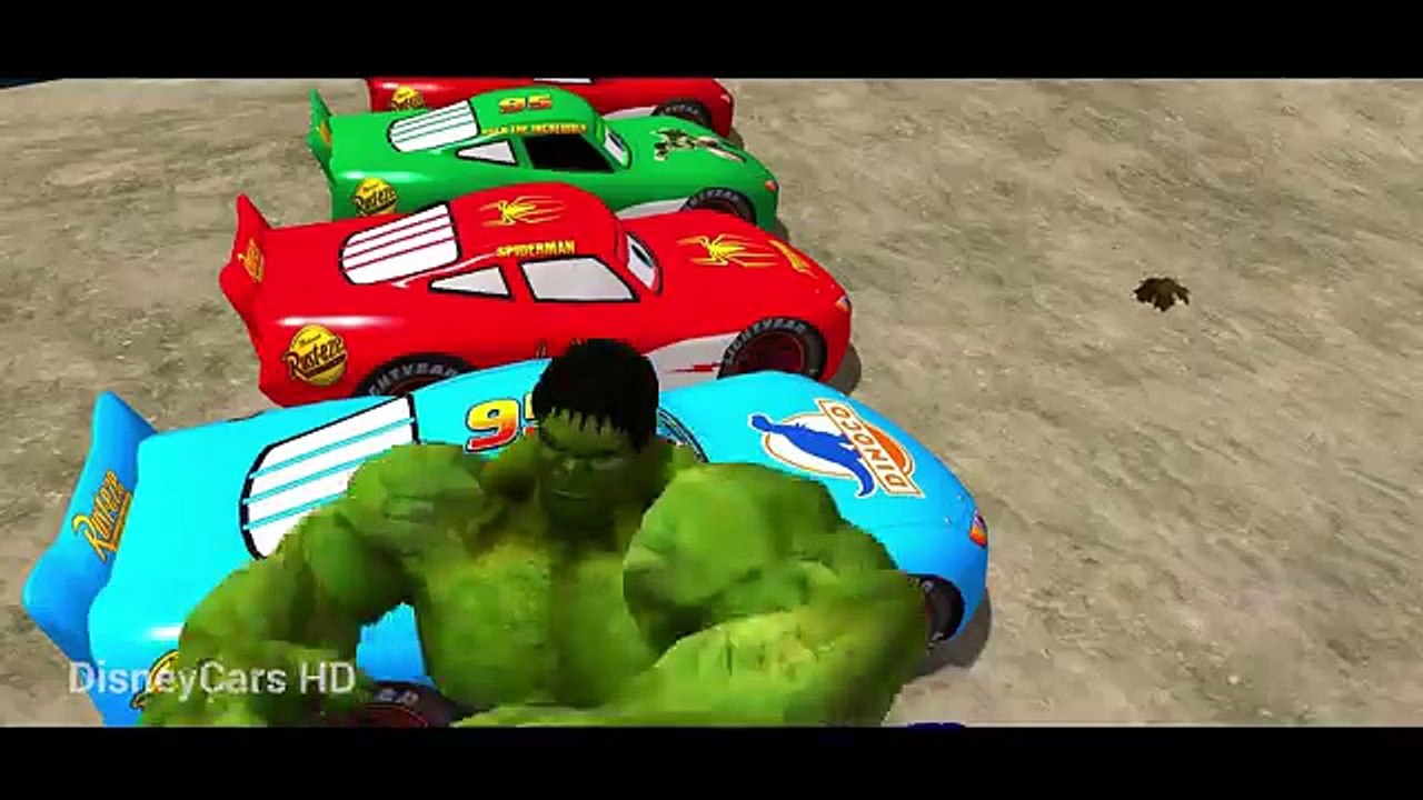 HULK CARS SMASH PARTY! Custom Blue Lightning McQueen CARS!! Nursery Rhymes Songs