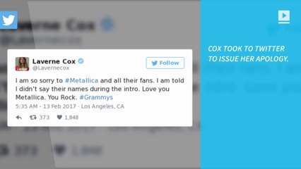 Laverne Cox apologizes to Metallica after Grammys snub