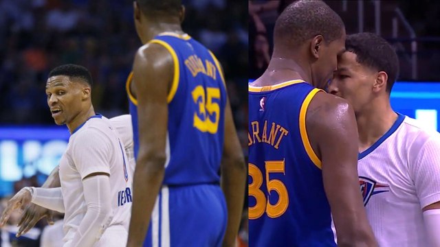 Russell Westbrook Yells I'm Comin! Kevin Durant Responds So What, Headbutts Andre Roberson