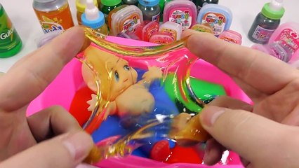1000 Degree Ball VS Baby doll Slime Bathtub Learn Colors Slime Clay Kinetic Sand