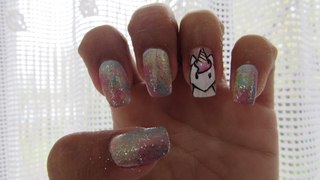 Unhas Decoradas Degradê com Unicórnio | Wivye