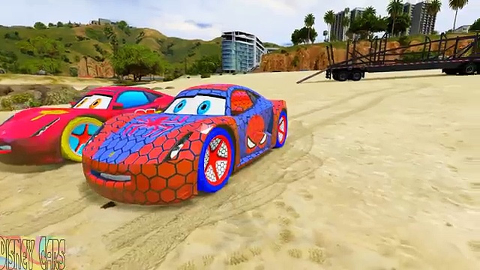 ⁣Микки Маус и Spidercar с Новый Человек-Паук перевозить автомобили и детские Маккуин стишки песни