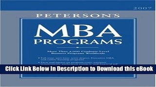 [Read Book] MBA Programs 2007 (Peterson s MBA Programs) Mobi
