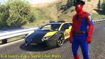 Police Sport Cars Cartoon with Policeman Spiderman Cartoon for Kids and Nursery Rhymes Song