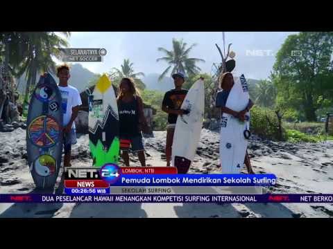 Sekolah Selancar di Pantai Senggigi Lombok Barat - NET24