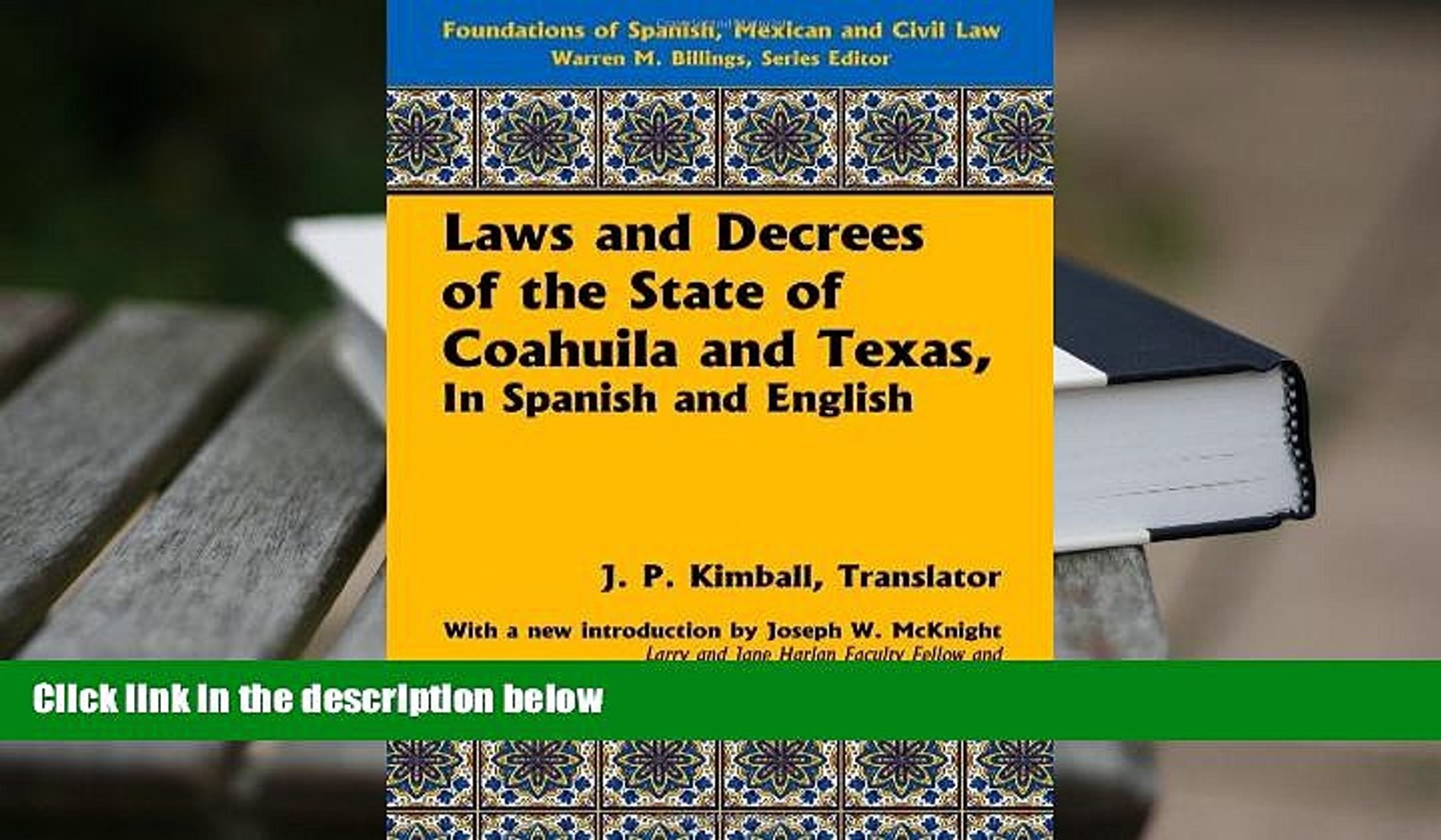 Kindle eBooks  Laws and Decrees of the State of Coahuila and Texas, In Spanish and English. To