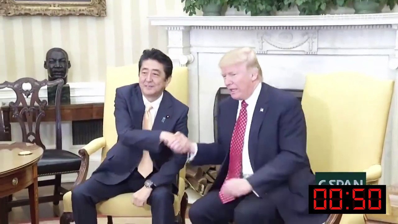 Trump and Japanese PM Shinzō Abe’s EPIC handshake