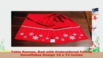 Table Runner Red with Embroidered Falling Snowflakes Design 16 x 72 inches 90fc8f9d