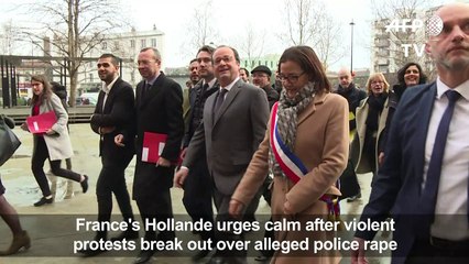 Hollande calls for calm after protests over alleged police rape