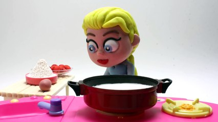 Stop motion Elsa & Olaf cake cooking tarta play doh