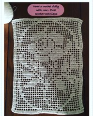 How to crochet doily with rose motive. Crochet filet technique. Part 1 of 4
