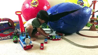 THOMAS giant egg surprise your friends opening and toy trains children video