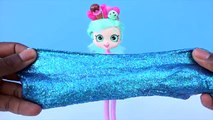 Shopkins VS Frozen Elsa Glitter Slime VS Frozen Anna Sparkle Glitter Slime DIY