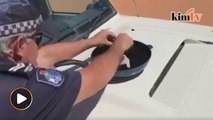 Cuaca panas, aksi polis goreng telur atas bonet kereta tular