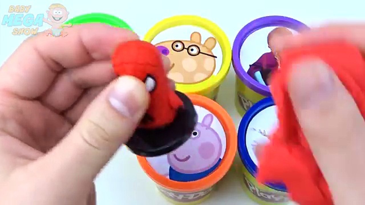 Сups Stacking Toys Play Doh Clay Elsa Frozen Spiderman Peppa Pig Learn Colors for Kids