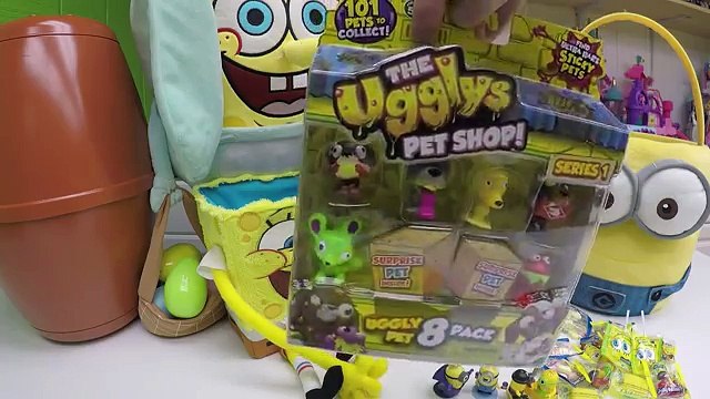 BIG SPONGEBOB EGG SURPRISE OPENING Huge Minions Surprise Toys Basket Surprise Easter Eggs Toy Review