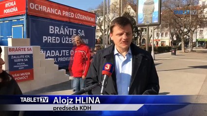 ZÁZNAM: KDH inštaluje na Námestí SNP v Bratislave  "protiúžernícku poradňu"