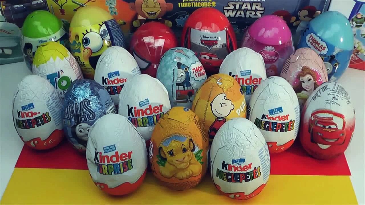60 Kinder Sorpresas,Unboxing Kinder Surprise De Disney Cars,Angry Birds,Hello Kitty,Esponja Bo